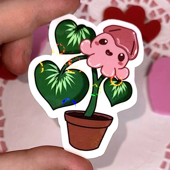 Heart Plant | Sticker calmar holographique pour la vente par The Savvy Squid