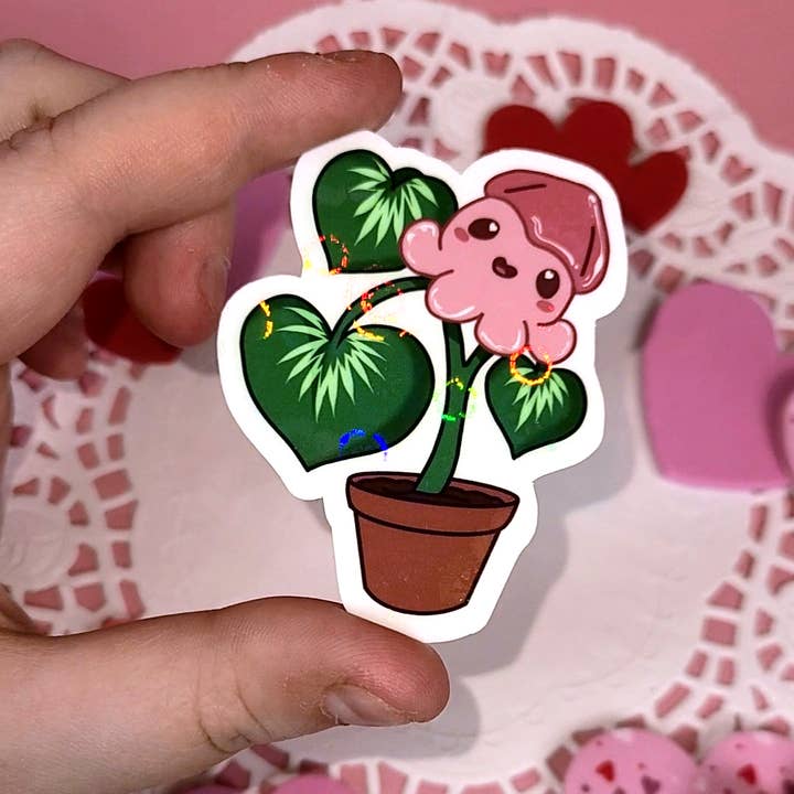 Heart Plant | Holographic Squid Sticker for wholesale by The Savvy Squid