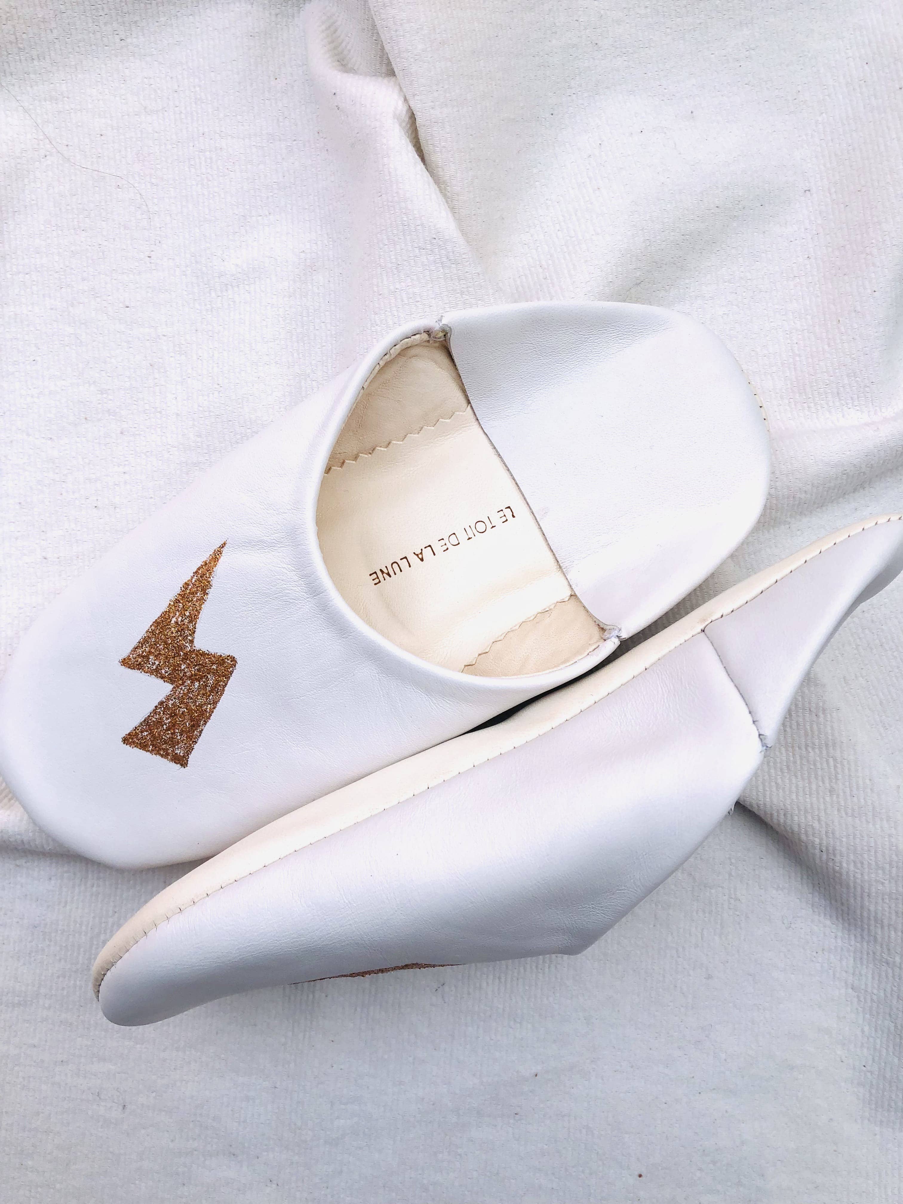 le toit de la lune - Wholesale Slippers - Women's - White leather slippers SUZI1