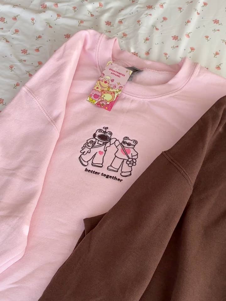 Overthinker Apparel - Wholesale Graphic Sweatshirt - Unisex - Better Together Embroidered Lightweight Matching Sweatshirt1