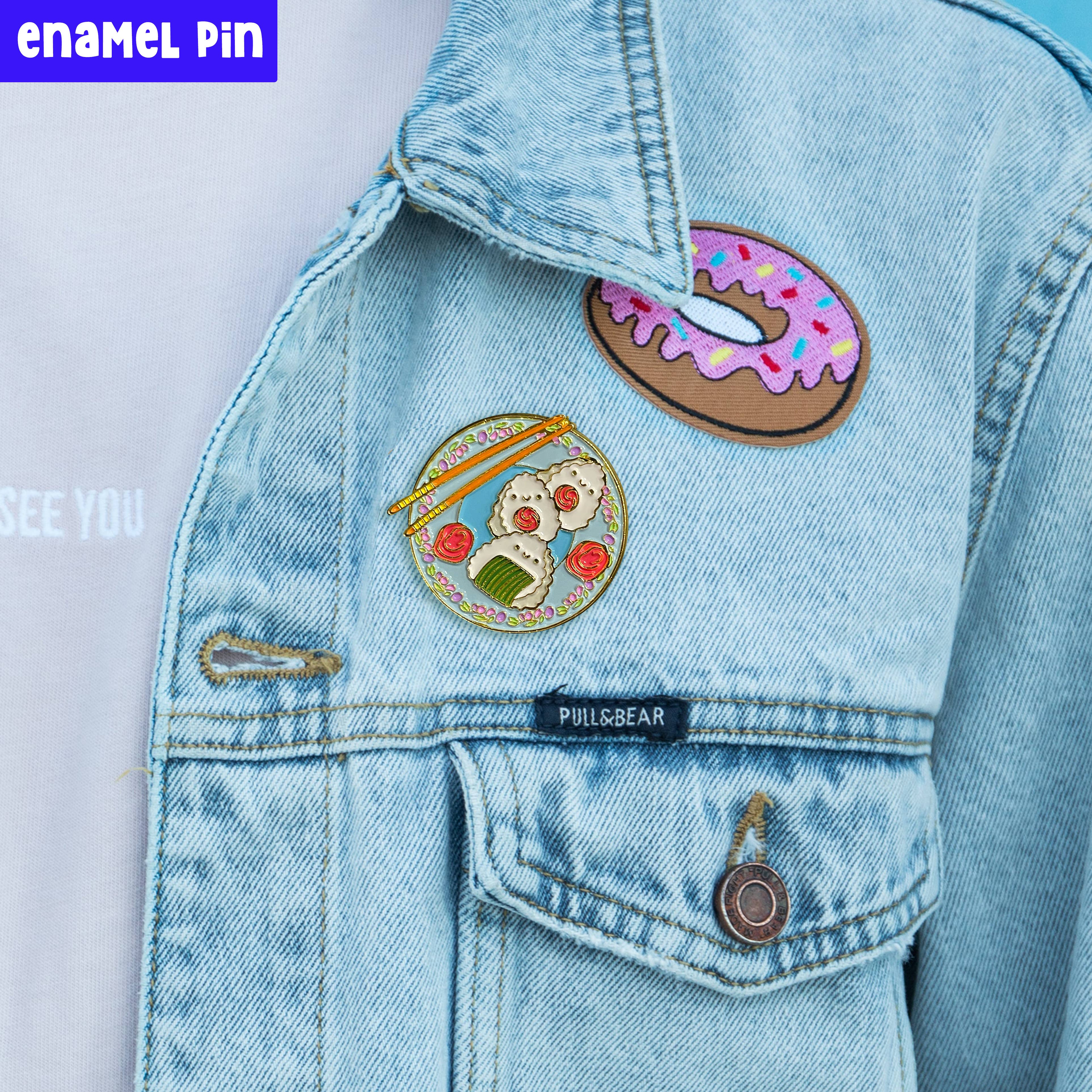 Neha Lee Designs - Wholesale Lapel Pin/Button - Kawaii onigiri sushi enamel pin2