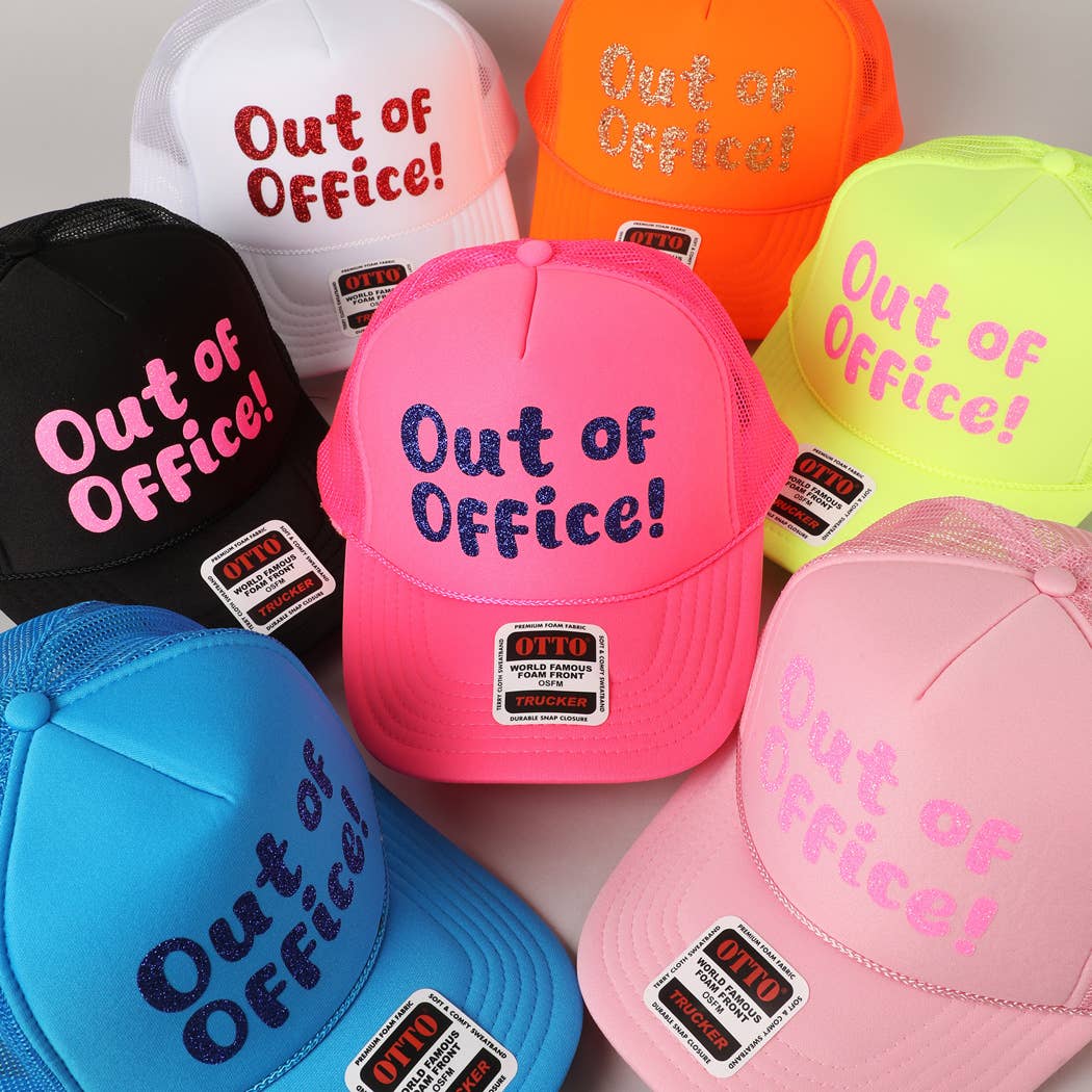 Fashion City - Wholesale Trucker Hat - Unisex - Out of Office Glitter Letter Logo Foam Trucker Hat30