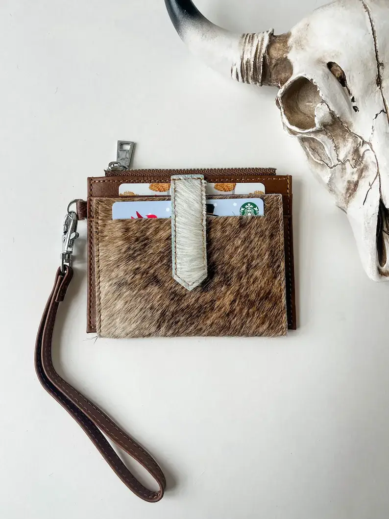 Boho Ranch Shop - Wholesale Wristlet - Dakota Wristlet Wallet - Western Cowhide Leather Credit Card2