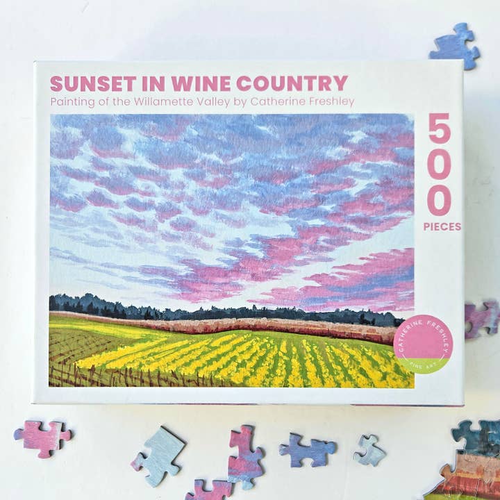Sunset in Wine Country - 500 piece puzzle for wholesale by Catherine Freshley Art