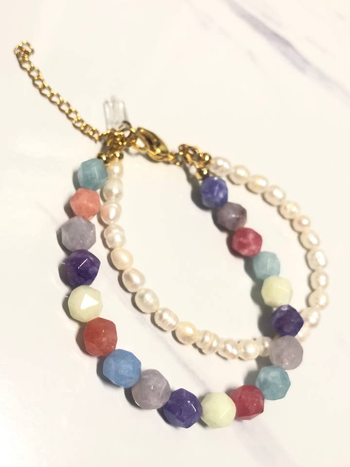 Bracelet pear & jade doble for wholesale by Kimbara Butik