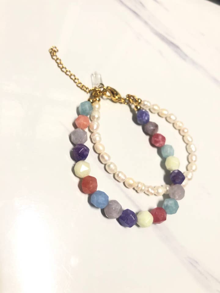 Bracelet pear & jade doble for wholesale by Kimbara Butik