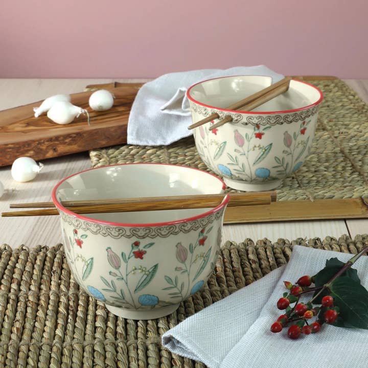 Ella Ramen Bowls Set with Chopsticks Service for 2 and other Purchase Wholesale ramen bowls set. Free Returns & Net 60 Terms on Faire trending on Faire.