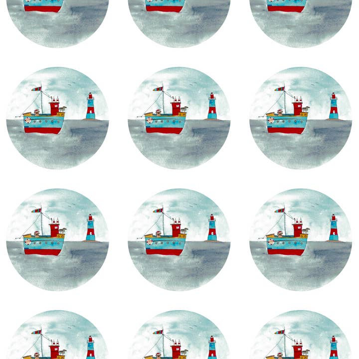 „Du sejlede lige ind i mit hjerte“ rund klistermærkepakke med 12 for engroshandel hos Elle Bee Art Studio