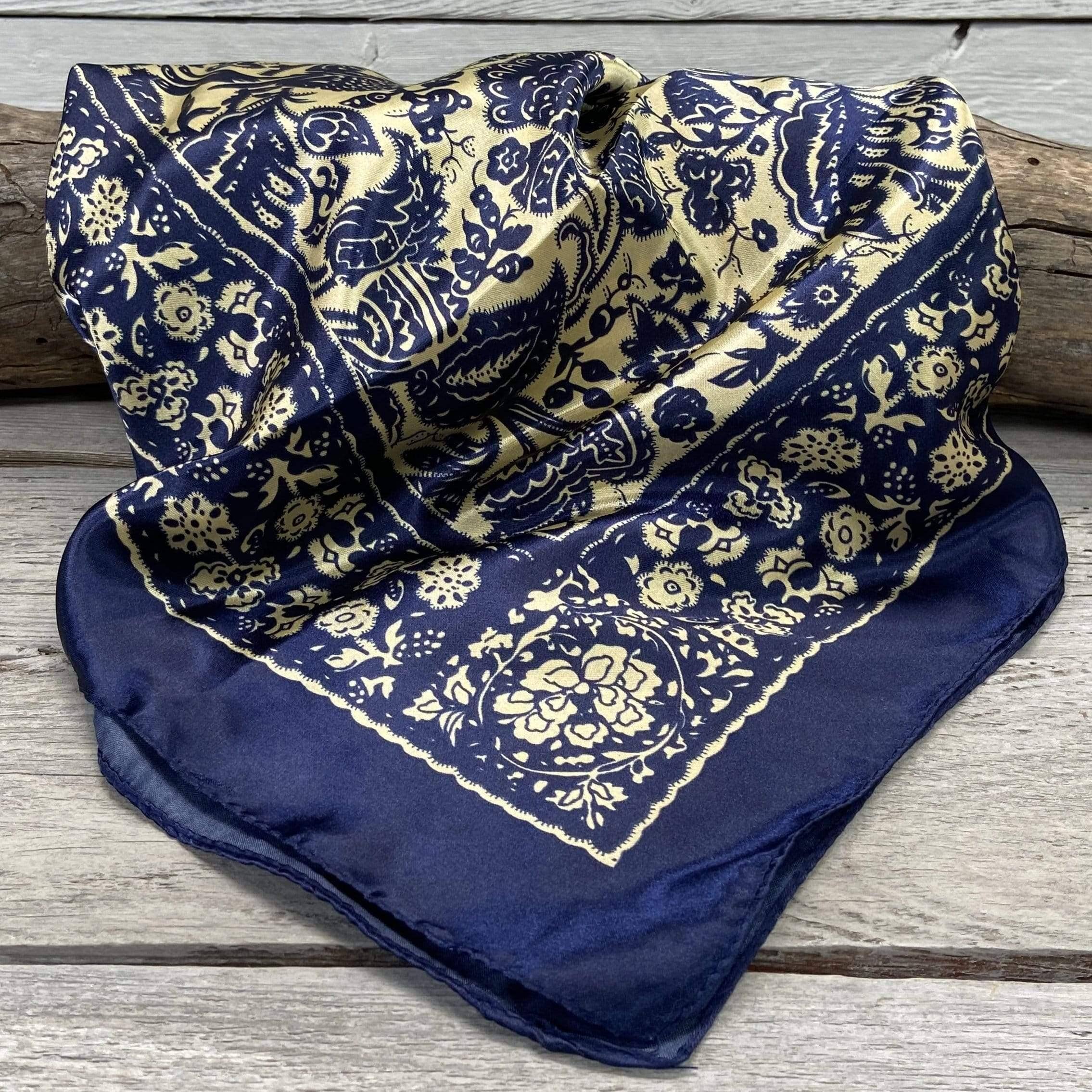 Rodeo Drive – wholesale Scarf – Unisex – 35X35"  Royal Blue & Cream Paisley Wild Rag/Scarf WR1442