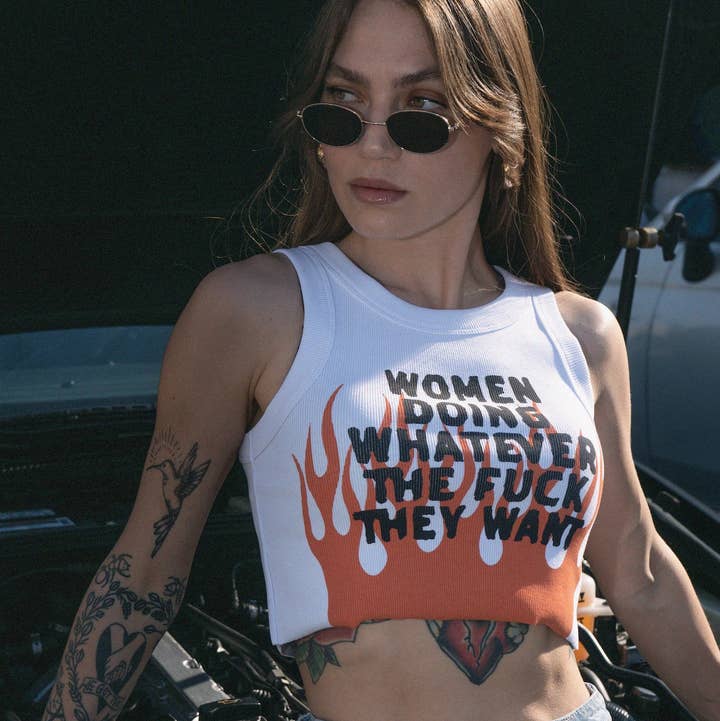 Women Doing Whatever Flame Crop Tank for wholesale by Rebel Soul Collective