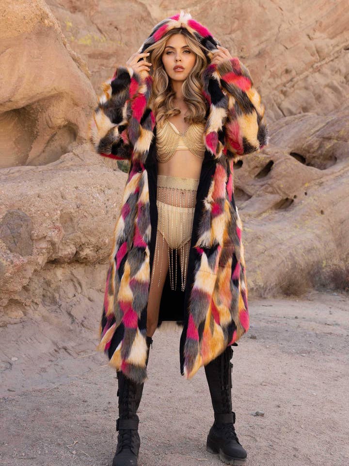 Women's Desert Warrior Coat in "Acid Poly Pink" STOCK for wholesale by Dolce Aqua Swimwear