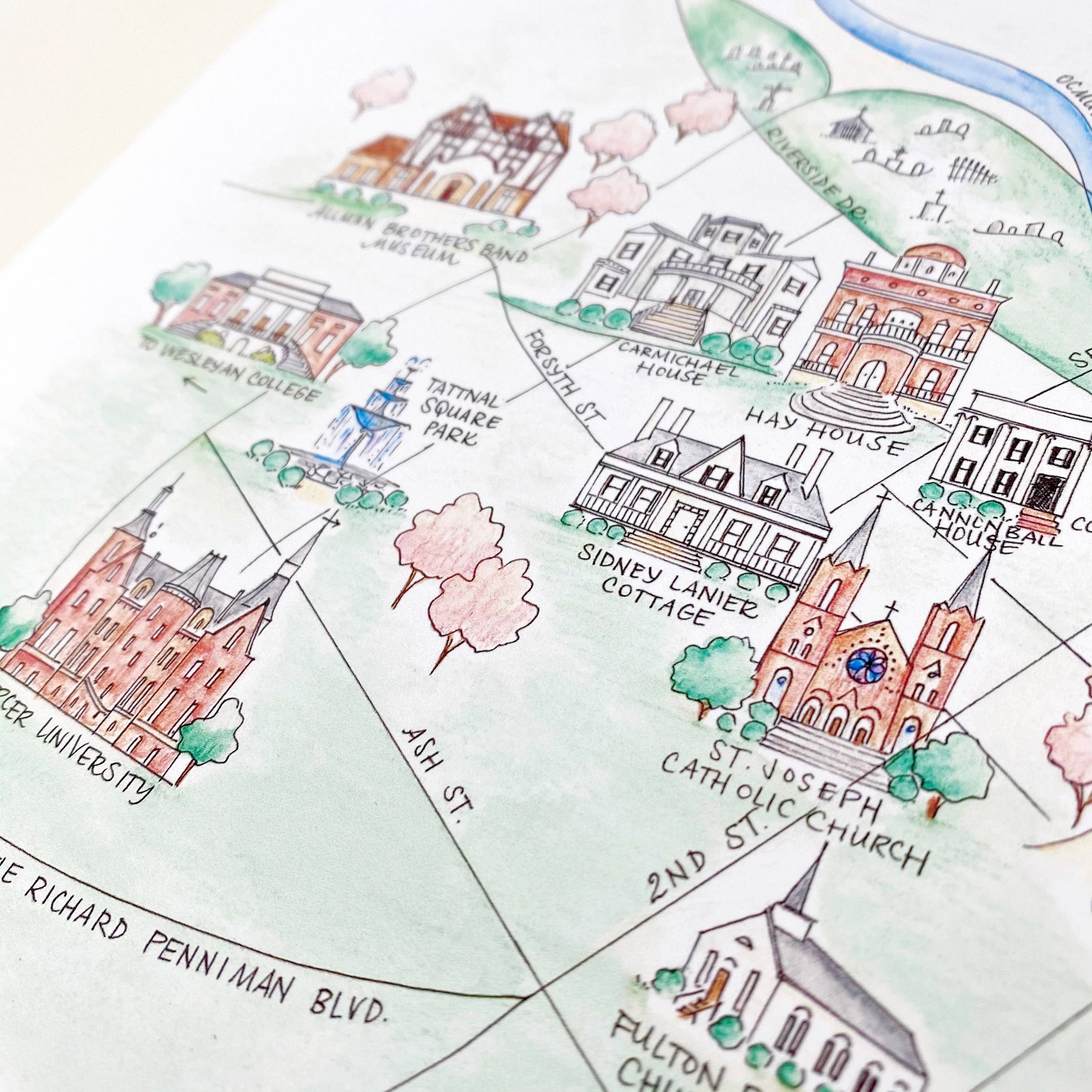 Natty Michelle Paperie - Wholesale Stationery/Notecard Set - Macon, Georgia Map Greeting Card or Notecard Set2