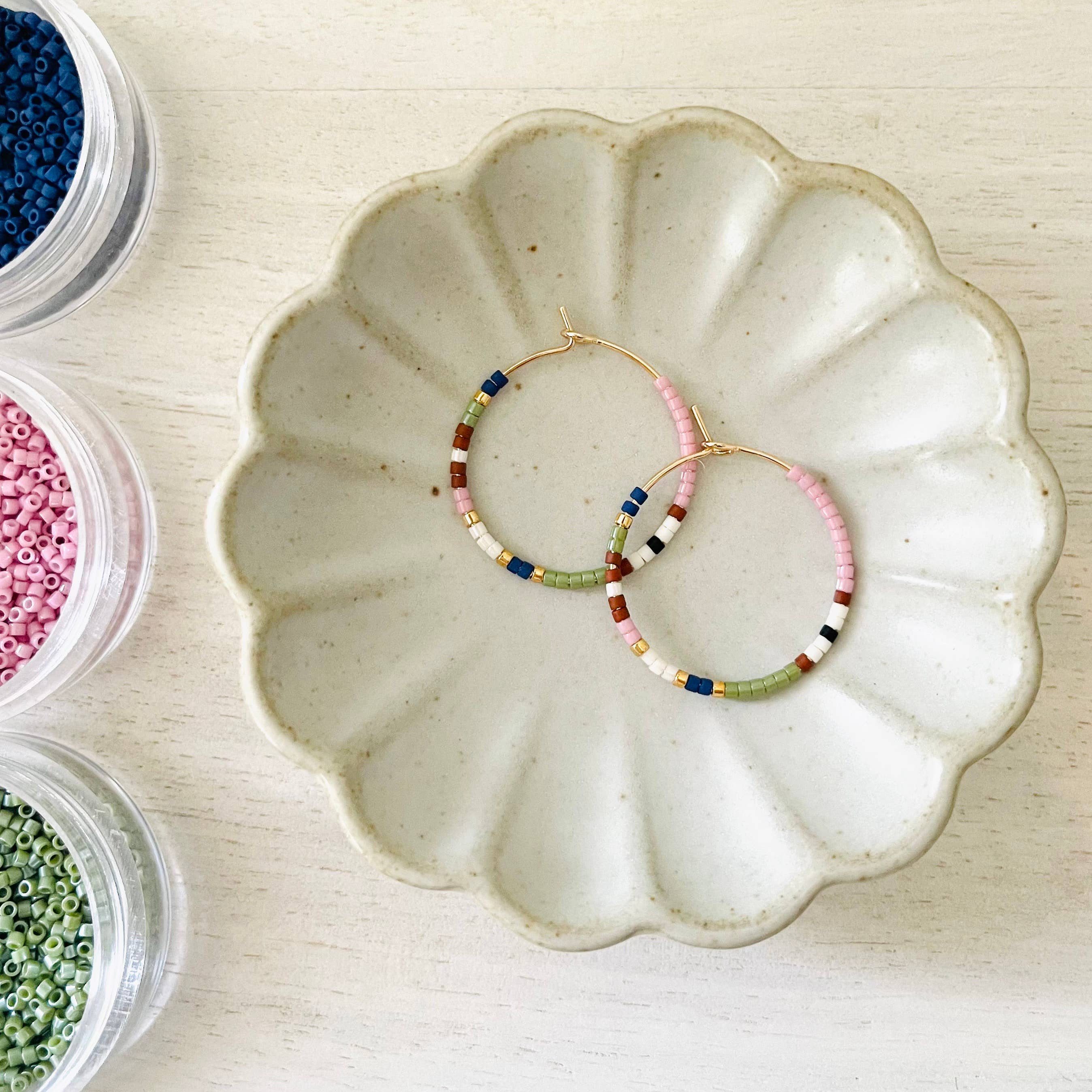 Girls Day Out by Amy Houston - Wholesale Hoop Earrings - Woodland Sunset Miyuki  glass beaded hoop earrings 1