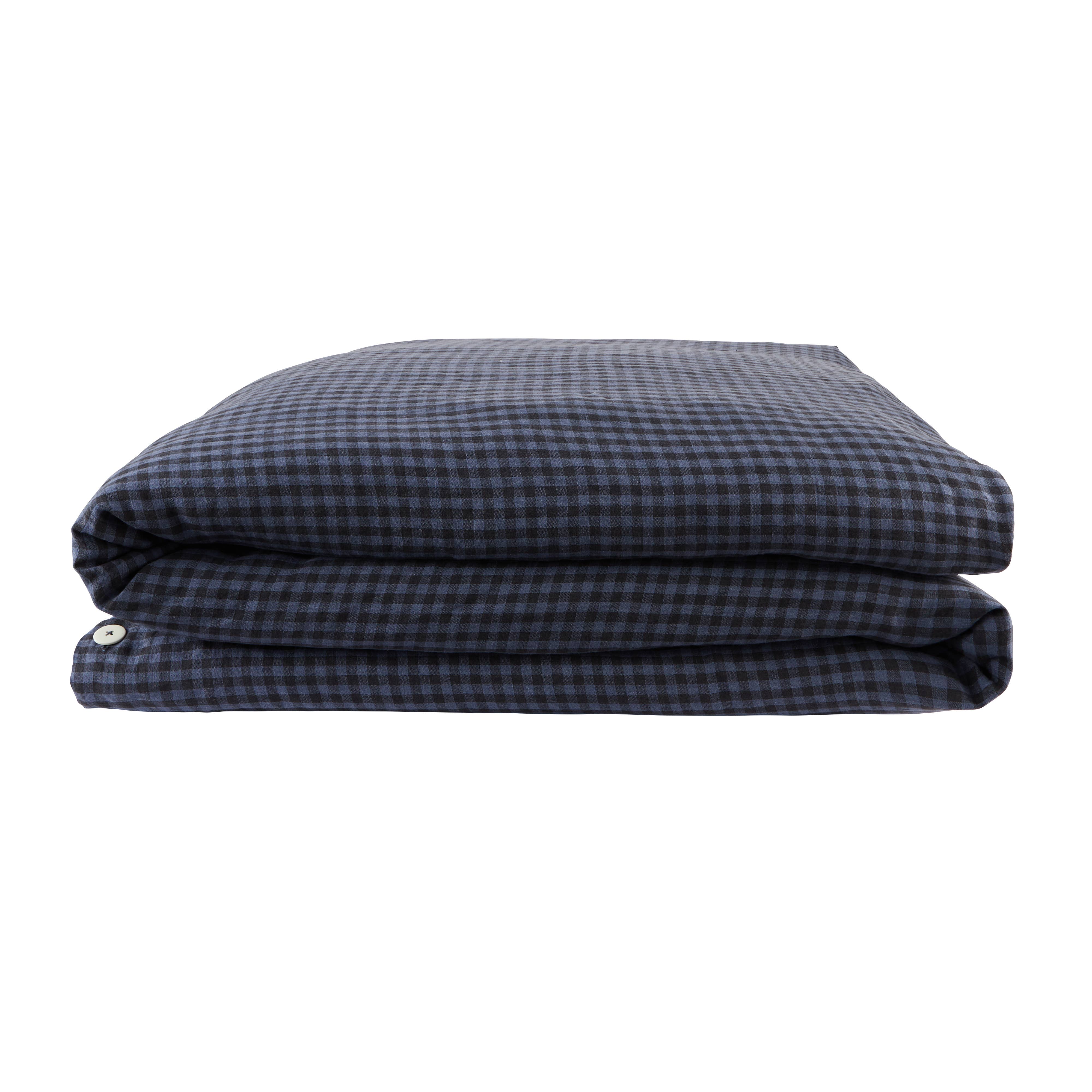 VICHY MARINA Copripiumino in lino lavato a quadretti blu navy in vendita all'ingrosso su Faire1