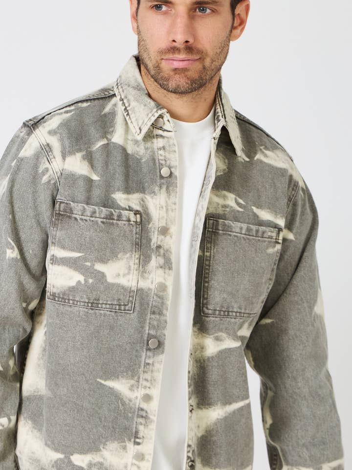 TOP MONDAY - Wholesale Shirt Jacket/Shacket - Men's - Men's Overshirt with Faded Pattern / Abstract Camouflage -6