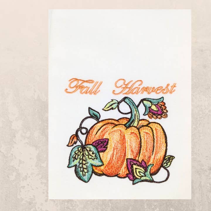 Fall Pumpkin Harvest Kitchen/Tea Towel, Home Decor for wholesale by Sheryl's Stitchery Niche