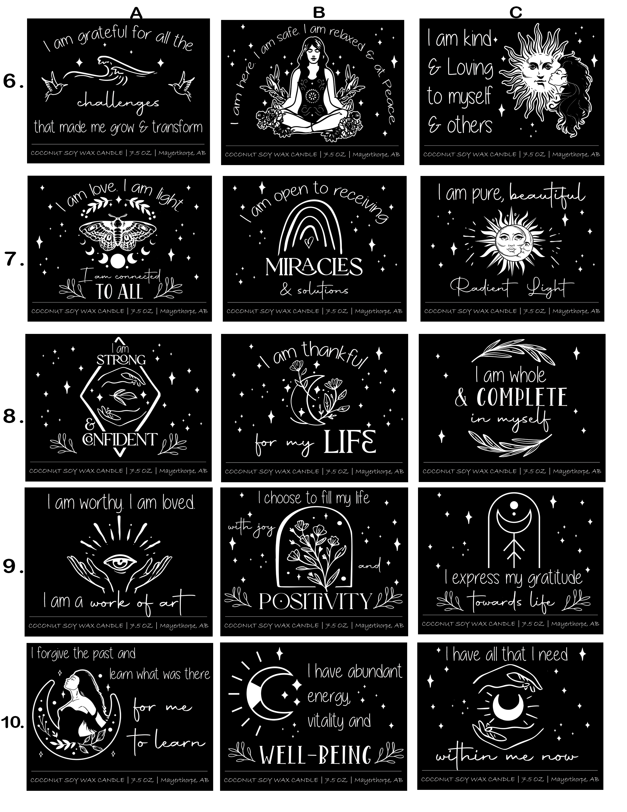 Dark Horse Handcrafted - Wholesale Jar/Filled Candle - Affirmation Candles, 100% Natural Coconut Soy, 7.5 oz5