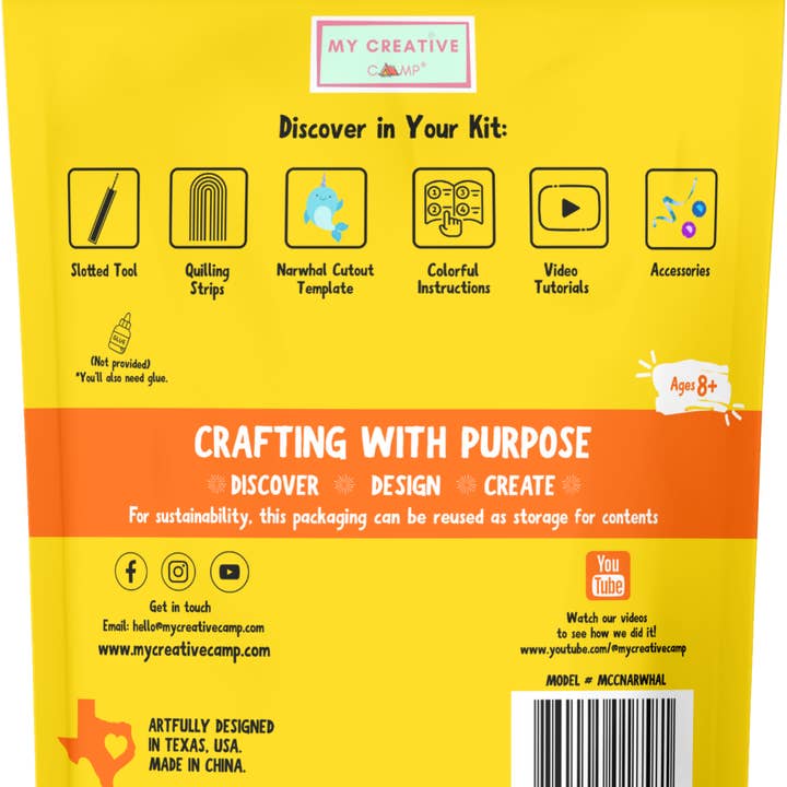My Creative Camp LLC - Vendita all'ingrosso Kit per lavoretti fai da te - Kit per Creazioni con Carta Quilling Narvalo4