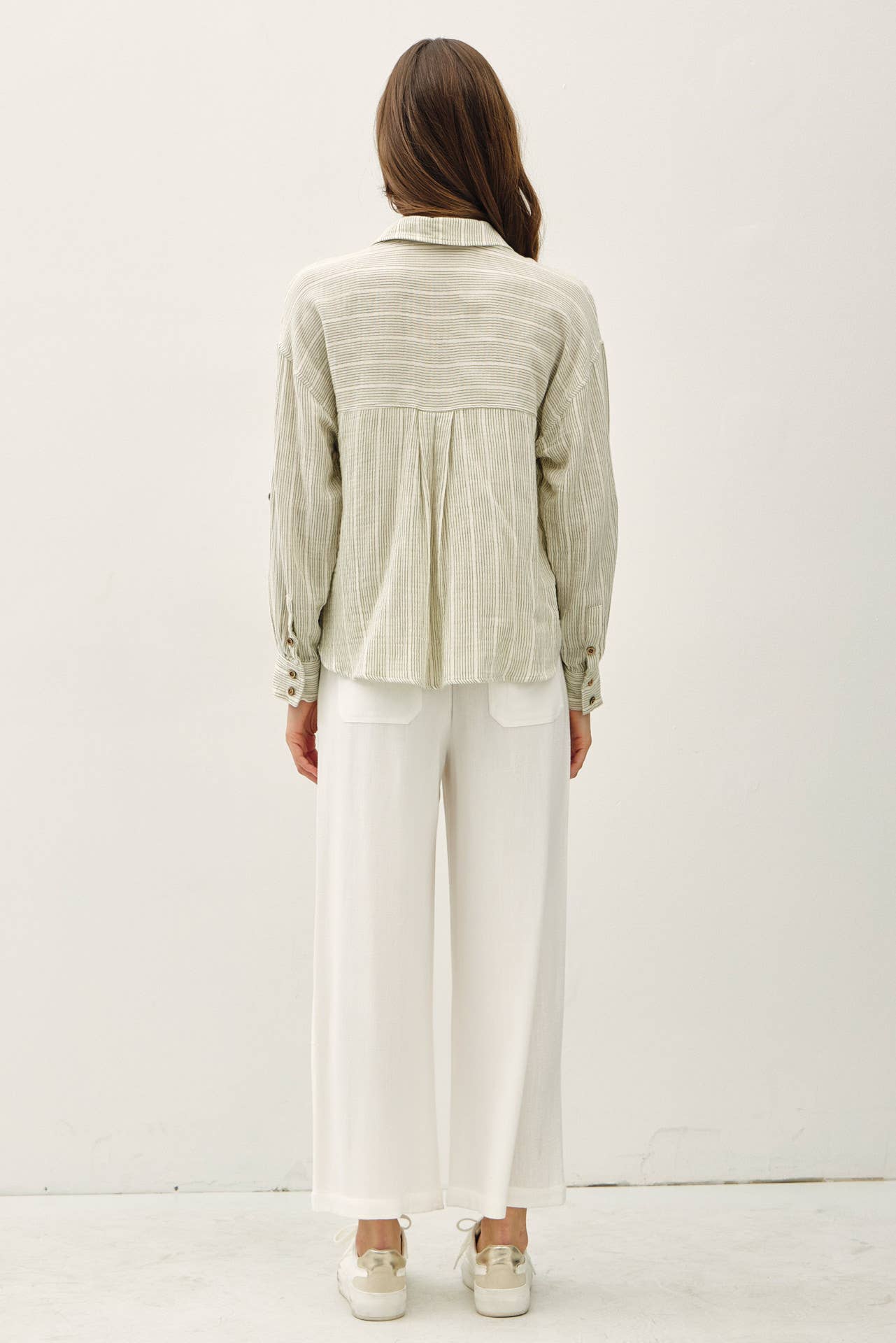 Be Cool - Wholesale Button Down Shirt - Women's - STRIPED, COTTON GAUZE BUTTON UP TOP8