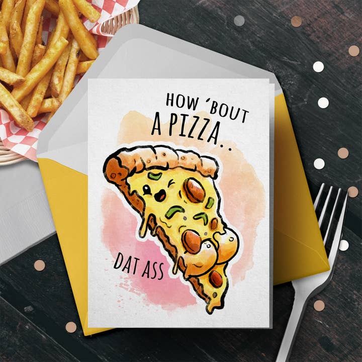 ”Pizza dat Ass” - Sexigt Alla hjärtans kort, roligt jubileum för wholesale av Aaron Millard Illustration