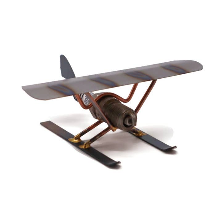 Handcrafted Metal Ski Plane Tabletop Decor for wholesale by Rock Creek Metal Craft