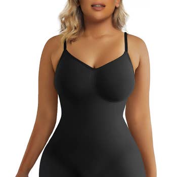 Dropship Scoop Neck Ribbed Tank Bodysuit With Built In Bra to Sell
