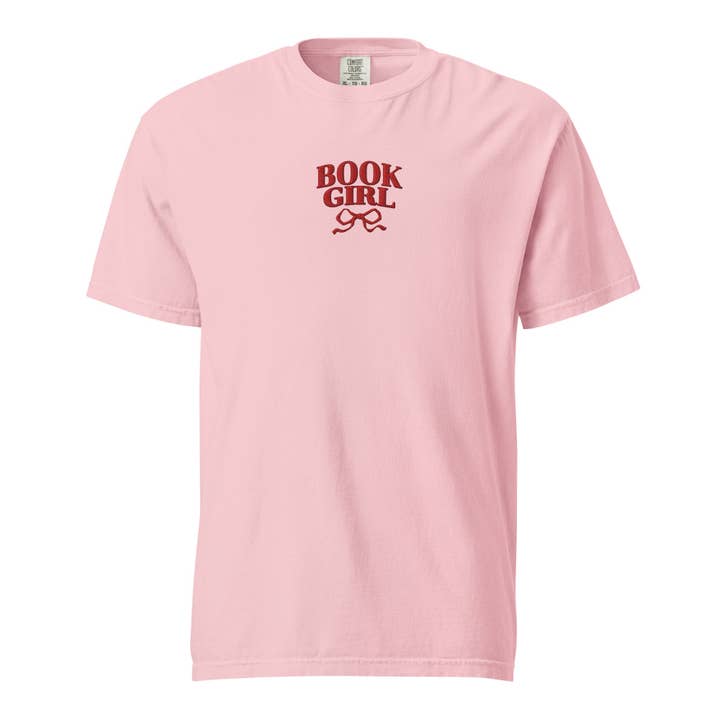 Book Girl Embroidered T-shirt for wholesale by The Bean Workshop