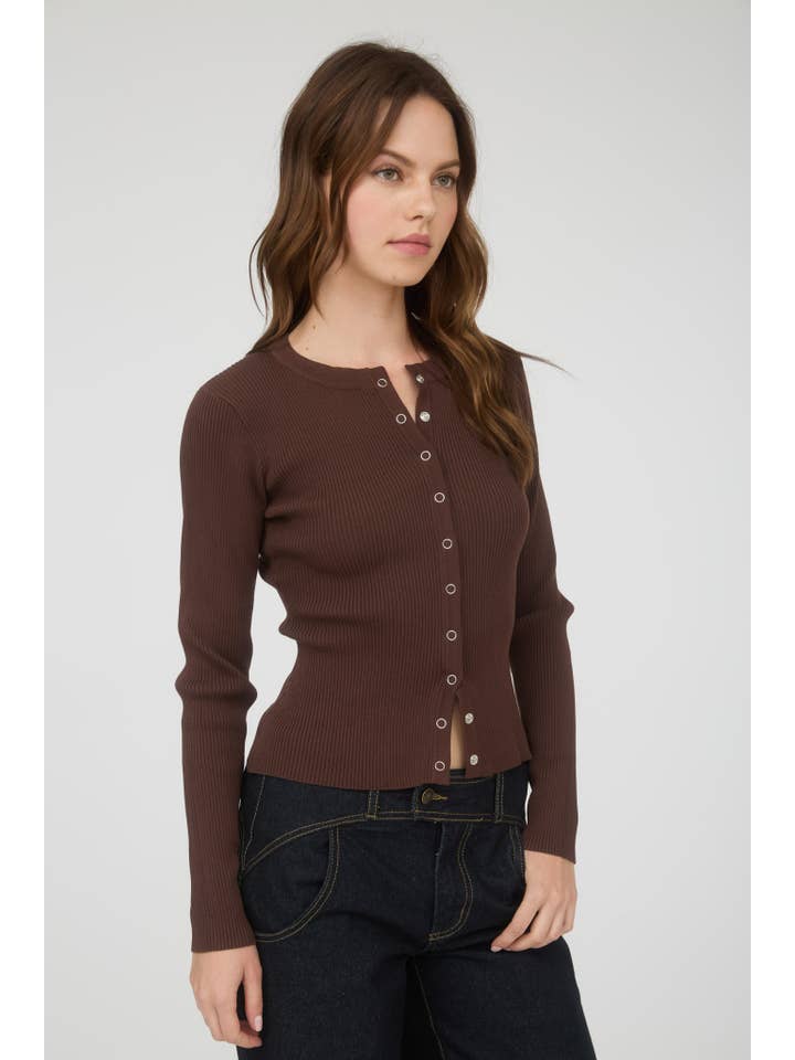 The Workshop Studio - Vente Cardigan – femme - GILET EN MAILLE À COL ROND AVEC BOUTONS-PRESSION29