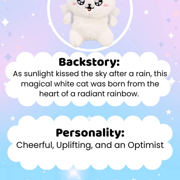 Magical Girl Bella - Wholesale Stuffed/plush toy – Kids & baby - Rainbow the White Cat -Plushies with Magnet Base & CarryClip3
