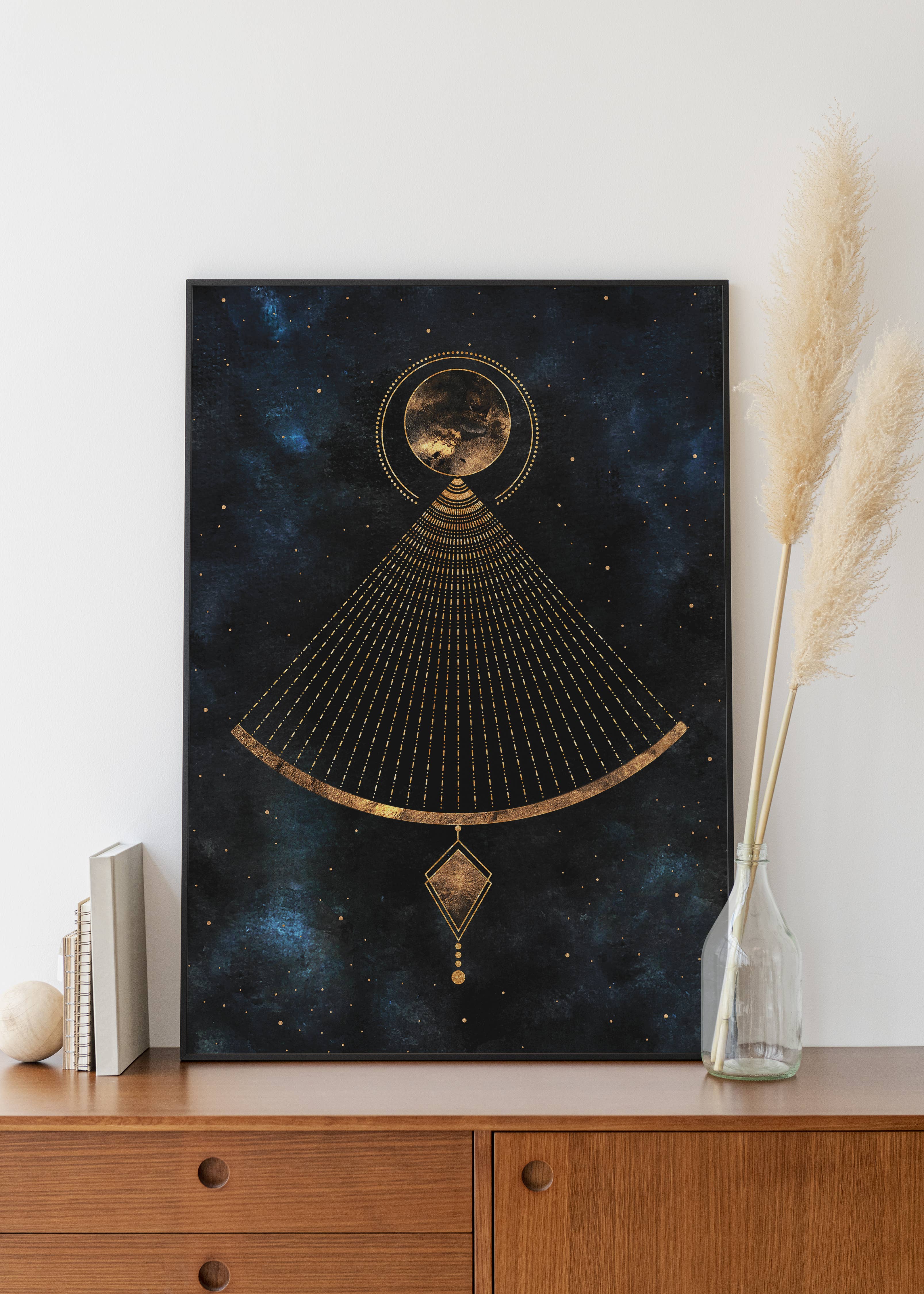 The Flow Design - Vente Affiche d'art - Affiche spirituelle céleste « Balance » avec pendule équilibré et design mystique8