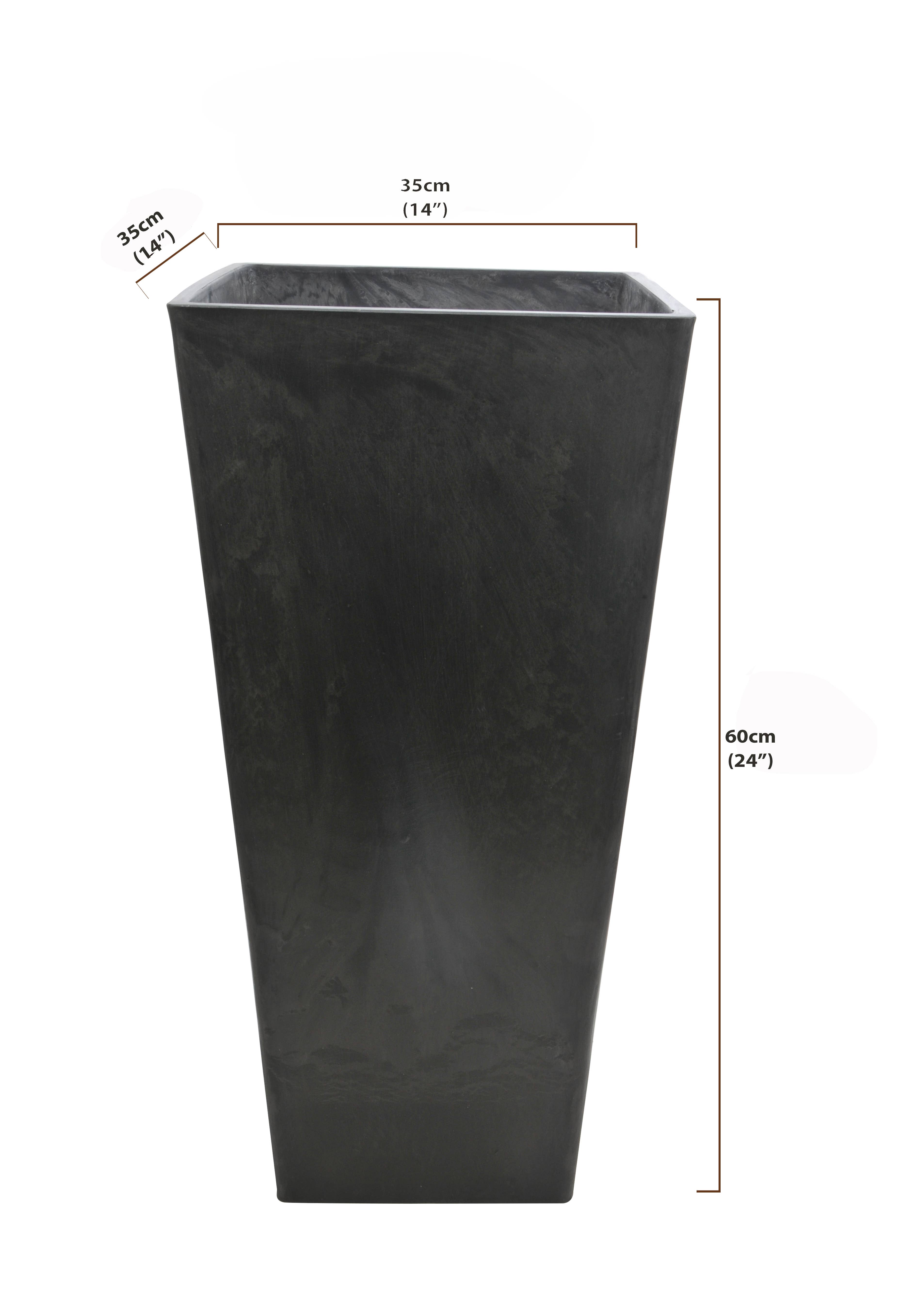 Hi-Line Gift Ltd. - Wholesale Plant Pot - 24In Square Plastic Planter - Black1