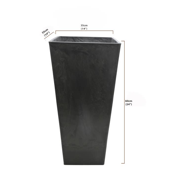 Hi-Line Gift Ltd. - Wholesale Plant pot - 24In Square Plastic Planter - Black1