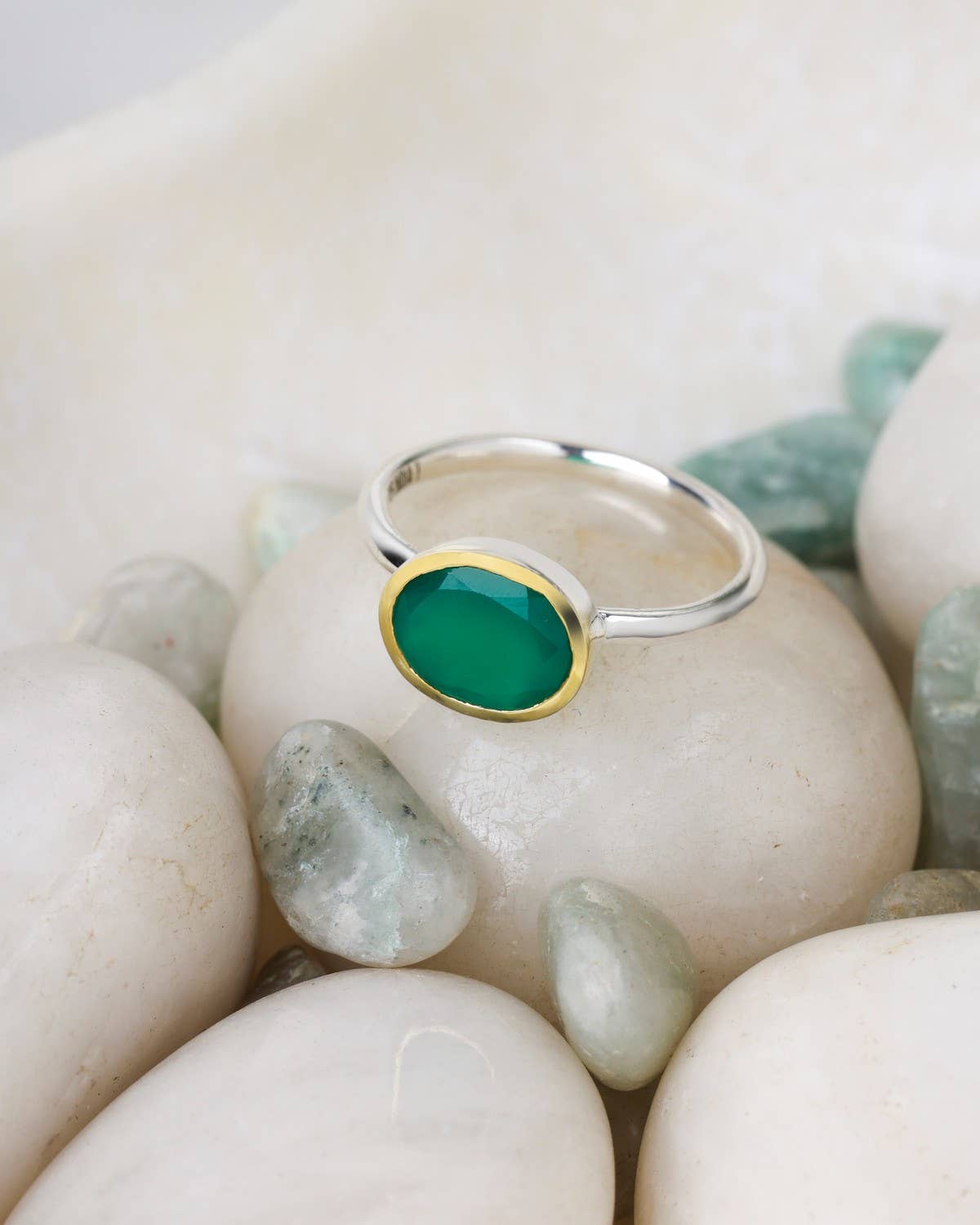 Tiramisu – wholesale Single stone/solitaire ring – 14k Gold Over 925 Sterling Silver Green Onyx Ring1