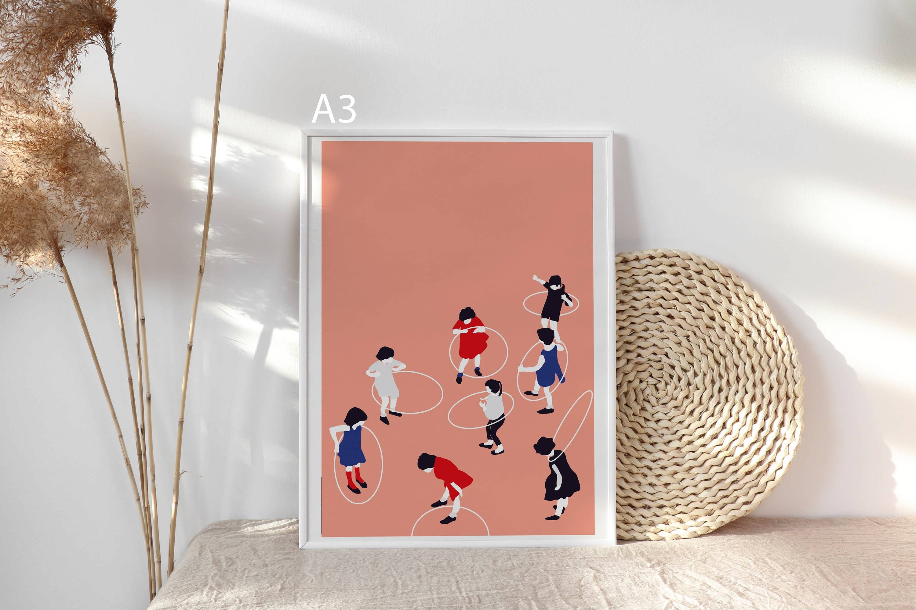 Margret Aurin - Wholesale Art Print - Art print LET'S PLAY, children playing, hula hoop1