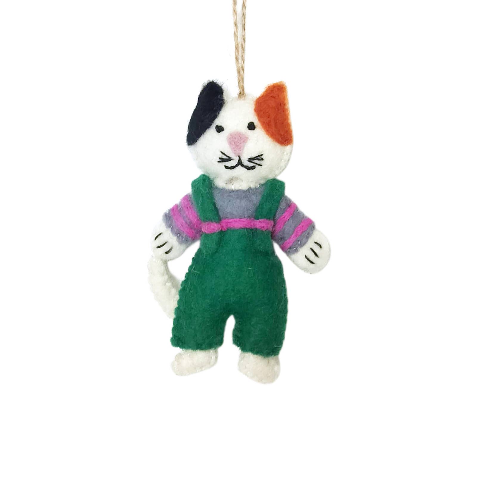 Sparkle Being - Wholesale Ornament - Handmade Wool Felt Cozy Calico Cat Ornament4