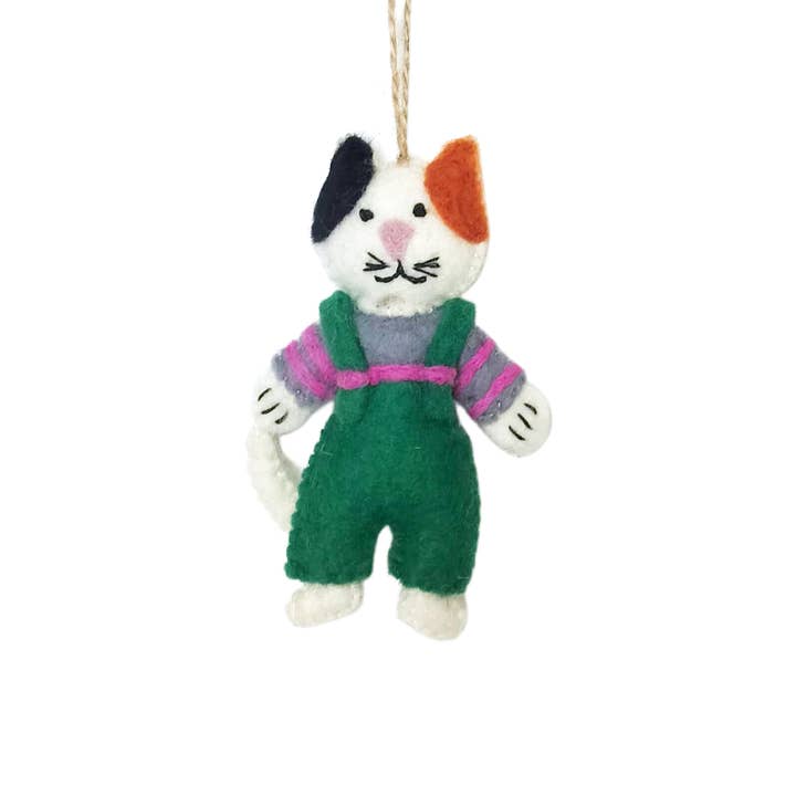 Sparkle Being - Wholesale Ornament - Handmade Wool Felt Cozy Calico Cat Ornament4