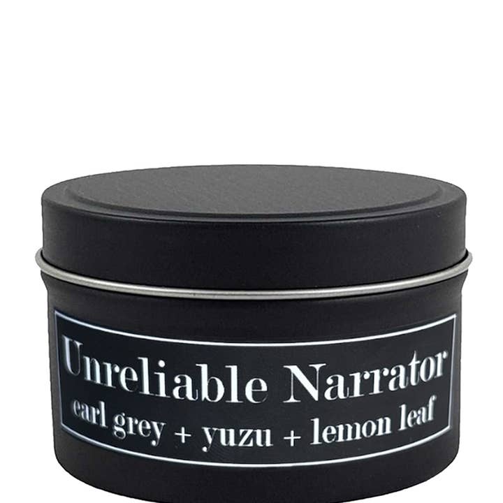 Unreliable Narrator 4oz Candle Earl Grey + Yuzu + Lemon for wholesale by Fly Paper Products