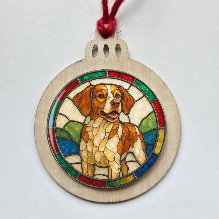 Brittany Spaniel Double-Sided Christmas Ornament for wholesale by All Things Cherrie
