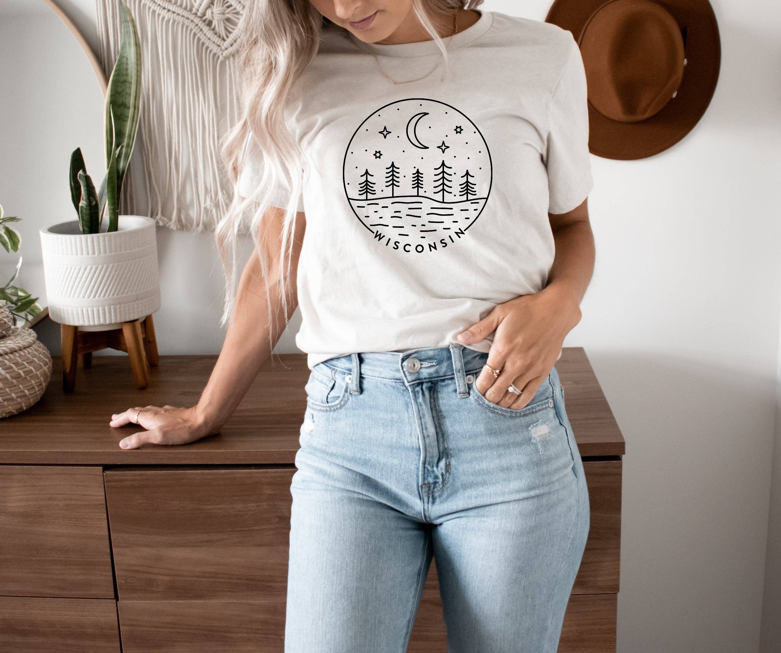 Autumn Rose Co. - Wholesale Screen Printed T-Shirt - Women's - Wisconsin Night Tee, Women Wisconsin Shirts, Graphic Tee2