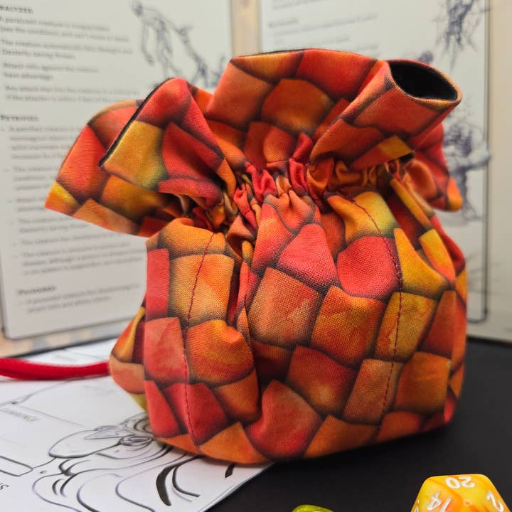 Dragon scale dice bag with compartments for wholesale by Red Dragon Craft