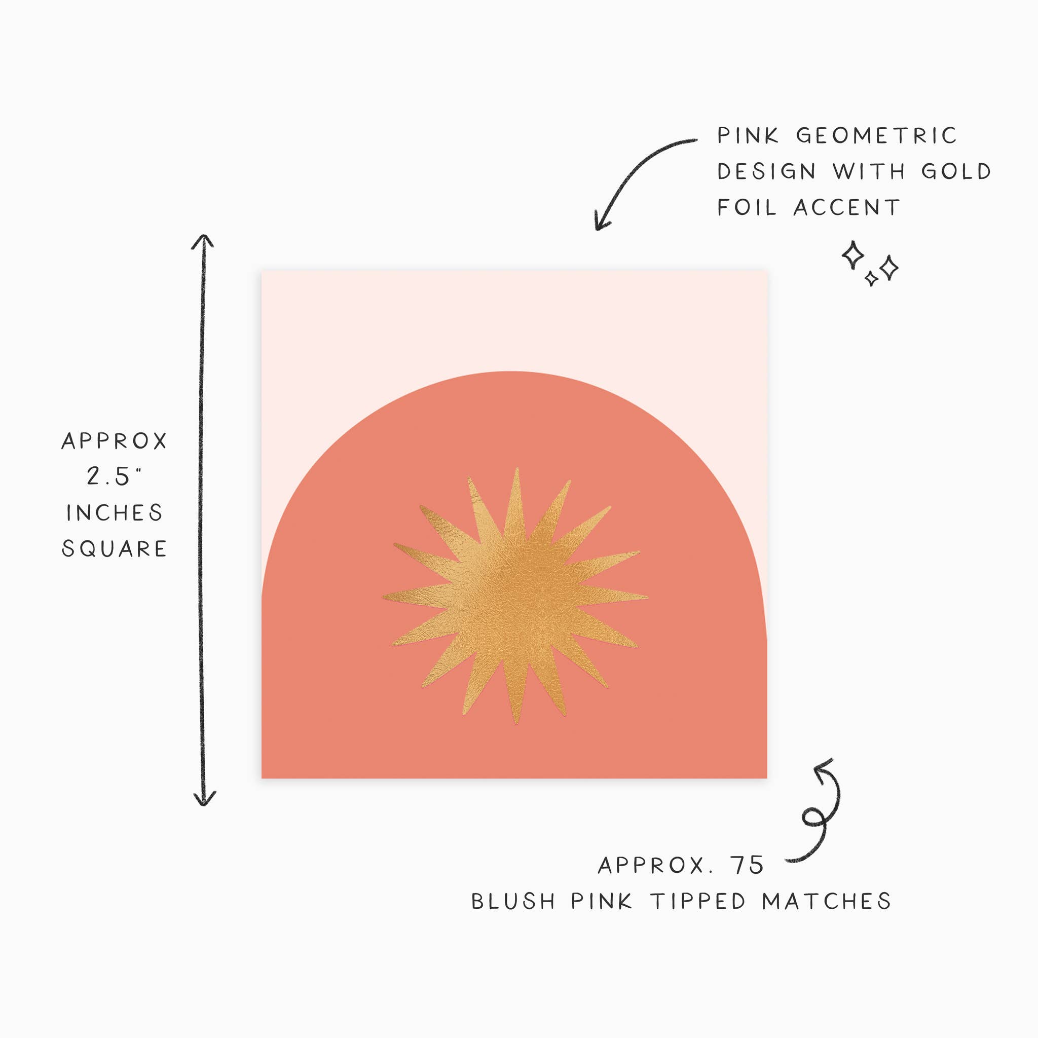 Frankie & Claude - Vente Allumettes - Boîte d'allumettes décorative — Formes géométriques roses avec feuille d'or3