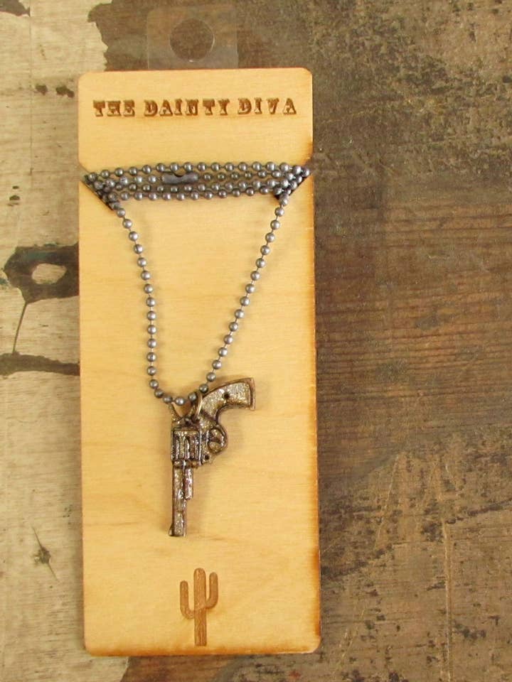 The Annie Oakley Charm Necklace for wholesale by The Dainty Diva Jewelry