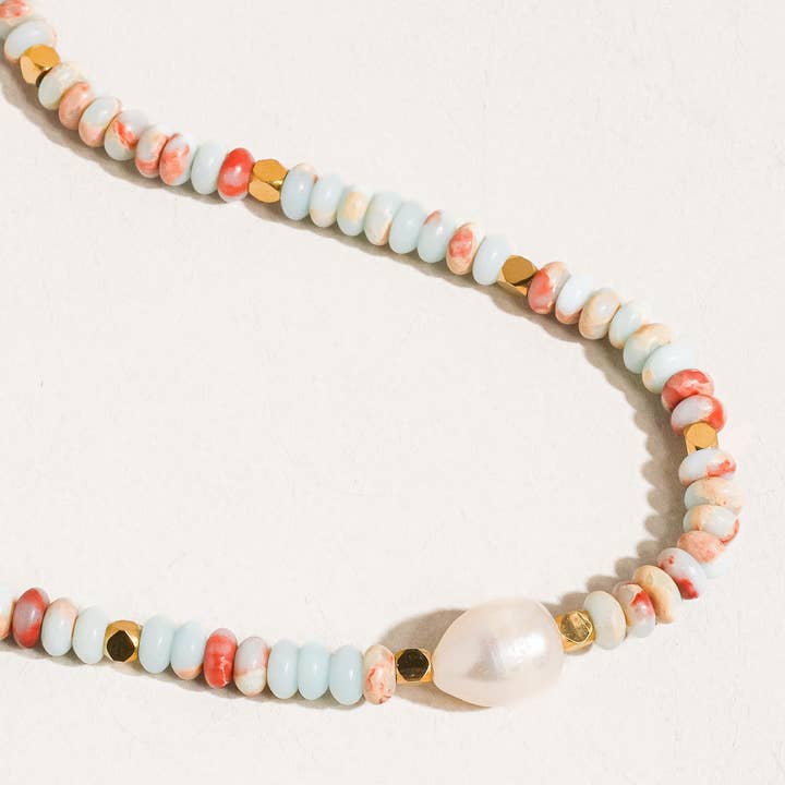 Multi Colored Swank Non-Tarnish Boho Beaded Pearl Necklace for wholesale on Faire3