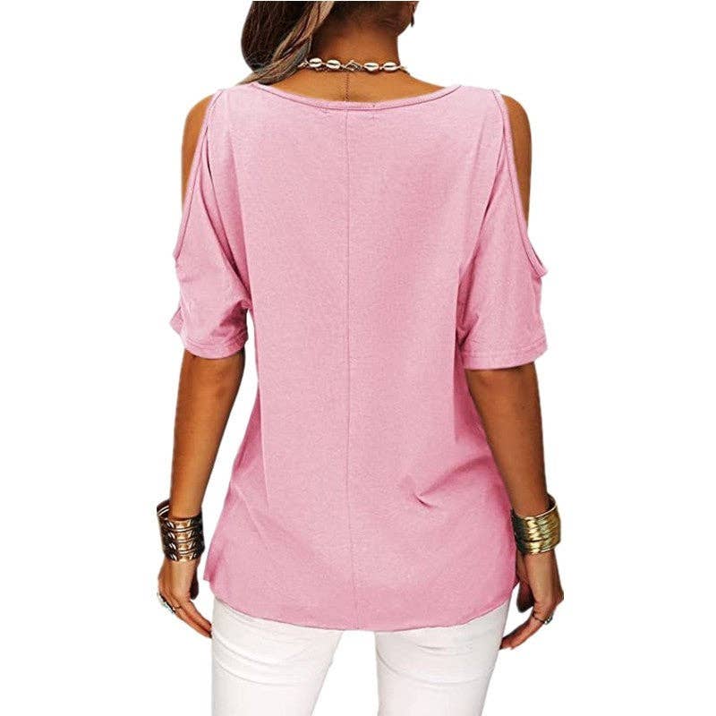 Sheer Trend – Blusa - Mulher por atacado – Camisola Casual de Ombro Descoberto de Cor Sólida4