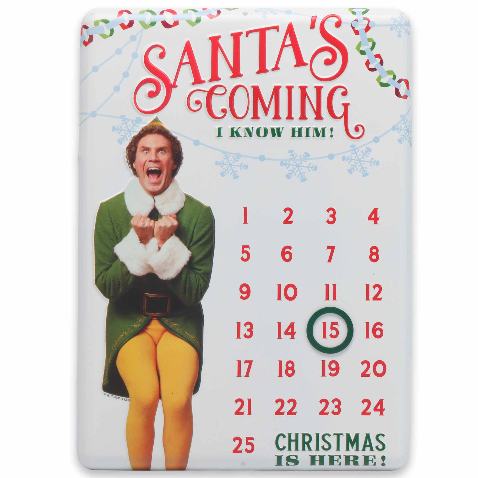 Open Road Brands, LLC - Wholesale Calendar - Elf Christmas Countdown Calendar Metal Sign0