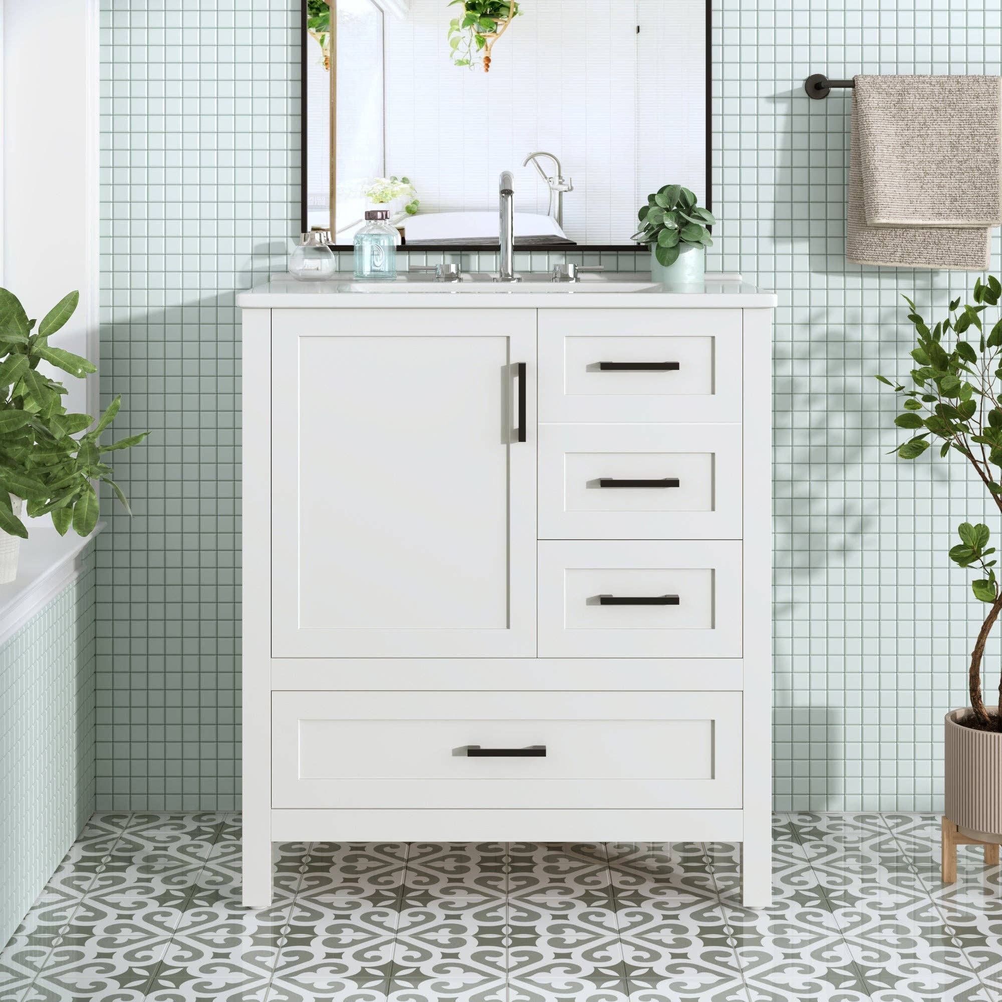 39F Inc. - Vente Armoire - Meuble-lavabo blanc de 30" avec lavabo et tiroirs à fermeture douce11