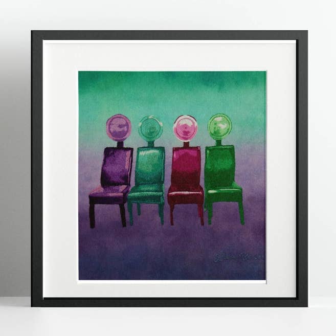 Chaises de salon 8 x 8 po Art Print pour la vente par Bantu Knot Embroidery