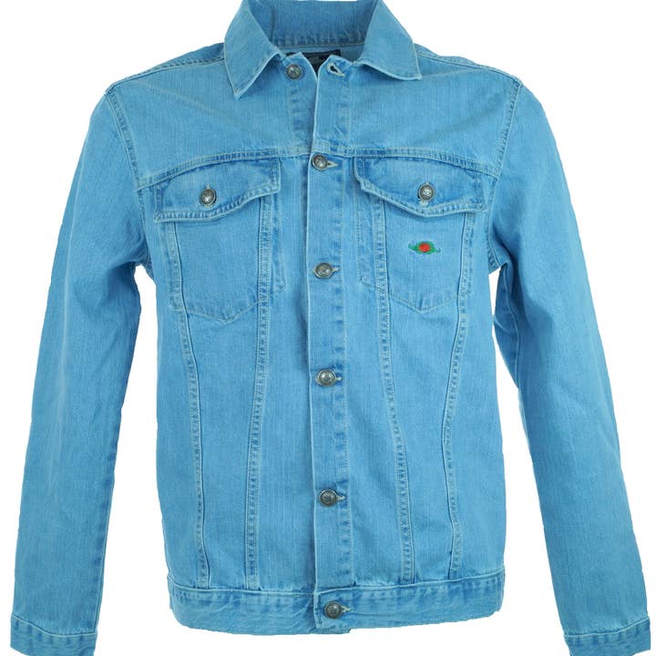 Veste en jean stone wash avec logo rose pour la vente par El Charro