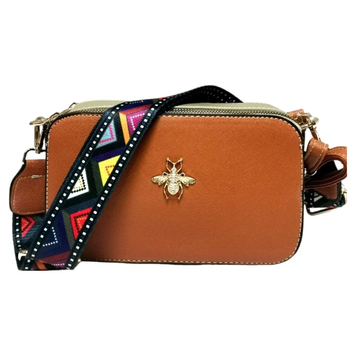 Superbia – wholesale Crossbody bag – Women's – Double Zipper 2 Straps Multi Colour Bee Camera Bag 22099