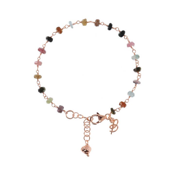 Rosary Bracelet with Multicolored Tourmaline Stone for wholesale by Bronzallure